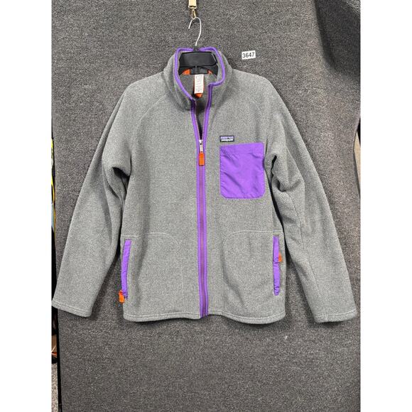 Patagonia Sweater Mens Medium Gray Full Zip Fleece Retro X Purple
